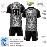 Custom Black White Lines Sublimation Soccer Uniform Jersey