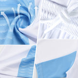 Custom Navy Light Blue-White Abstract Geometric Triangles Sublimation Soccer Uniform Jersey