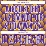 Custom Purple Gold-White Hexagons Pattern Sublimation Soccer Uniform Jersey