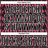 Custom Black Hot Pink-White Abstract Geometric Pattern Sublimation Soccer Uniform Jersey