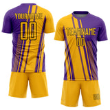 Custom Gold Purple-White Lines Sports Sublimation Soccer Uniform Jersey