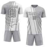 Custom Gray White-Black Lines Sports Sublimation Soccer Uniform Jersey