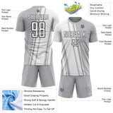 Custom Gray White-Black Lines Sports Sublimation Soccer Uniform Jersey