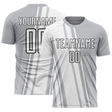 Custom Gray White-Black Lines Sports Sublimation Soccer Uniform Jersey