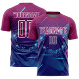 Custom Royal Purple-White Stars And Lines Sublimation Soccer Uniform Jersey