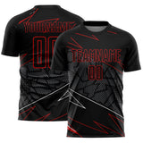 Custom Black Red Lines Sports Sublimation Soccer Uniform Jersey