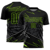 Custom Black Neon Green Lines Sports Sublimation Soccer Uniform Jersey