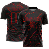 Custom Black Red Lightning Sports Sublimation Soccer Uniform Jersey