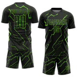 Custom Black Aurora Green Lightning Sports Sublimation Soccer Uniform Jersey