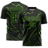 Custom Black Aurora Green Lightning Sports Sublimation Soccer Uniform Jersey