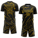 Custom Black Yellow Lightning Sports Sublimation Soccer Uniform Jersey