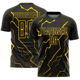 Custom Black Yellow Lightning Sports Sublimation Soccer Uniform Jersey