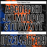 Custom Black Orange-Royal Dripping Splatter Art Sublimation Soccer Uniform Jersey