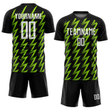 Custom Black White-Neon Green Zigzag Shape Sublimation Soccer Uniform Jersey