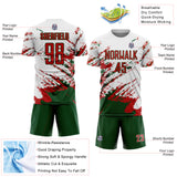 Custom White Red-Green Abstract Fragment Art Splash Sports Sublimation Soccer Uniform Jersey