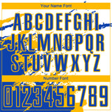 Custom White Thunder Blue-Gold Abstract Fragment Art Splash Sports Sublimation Soccer Uniform Jersey