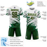 Custom White Green Kelly Green-Gold Abstract Fragment Art Splash Sports Sublimation Soccer Uniform Jersey
