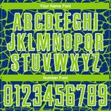 Custom Royal Neon Green-White Abstract Network Splash Sublimation Soccer Uniform Jersey