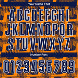 Custom Navy Bay Orange-White Line Sublimation Soccer Uniform Jersey