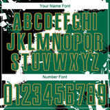 Custom Black Kelly Green-Old Gold Splash Sublimation Soccer Uniform Jersey