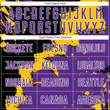 Custom Black Purple-Yellow Splash Sublimation Soccer Uniform Jersey
