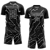 Custom Black White Lightning Sports Sublimation Soccer Uniform Jersey