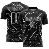 Custom Black White Lightning Sports Sublimation Soccer Uniform Jersey