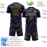 Custom Navy Yellow Lightning Sports Sublimation Soccer Uniform Jersey