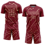 Custom Crimson City Cream Lightning Sports Sublimation Soccer Uniform Jersey