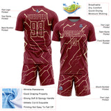 Custom Crimson City Cream Lightning Sports Sublimation Soccer Uniform Jersey