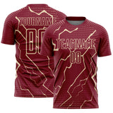 Custom Crimson City Cream Lightning Sports Sublimation Soccer Uniform Jersey