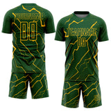 Custom Green Gold Lightning Sports Sublimation Soccer Uniform Jersey