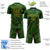 Custom Green Gold Lightning Sports Sublimation Soccer Uniform Jersey