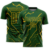 Custom Green Gold Lightning Sports Sublimation Soccer Uniform Jersey