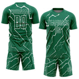 Custom Kelly Green White Lightning Sports Sublimation Soccer Uniform Jersey