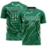 Custom Kelly Green White Lightning Sports Sublimation Soccer Uniform Jersey