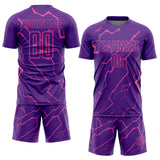 Custom Purple Pink Lightning Sports Sublimation Soccer Uniform Jersey