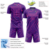 Custom Purple Pink Lightning Sports Sublimation Soccer Uniform Jersey