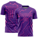 Custom Purple Pink Lightning Sports Sublimation Soccer Uniform Jersey