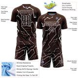 Custom Brown White Lightning Sports Sublimation Soccer Uniform Jersey