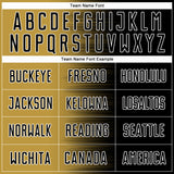Custom Black Old Gold-White Gradient Line Sublimation Soccer Uniform Jersey