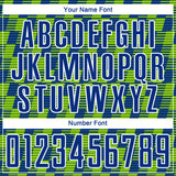 Custom Royal Neon Green-White Line Sublimation Soccer Uniform Jersey