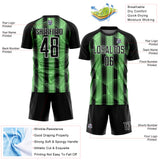 Custom Black Pea Green-White Abstract Network Sublimation Soccer Uniform Jersey