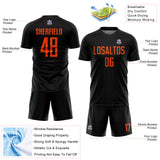 Custom Black Orange Sublimation Soccer Uniform Jersey
