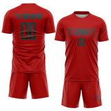 Custom Red Midnight Green Sublimation Soccer Uniform Jersey