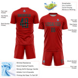 Custom Red Midnight Green Sublimation Soccer Uniform Jersey