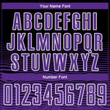 Custom Black Purple-White Gradient Line Sublimation Soccer Uniform Jersey
