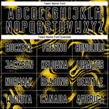 Custom Black Yellow-White Abstract Liquid Sublimation Soccer Uniform Jersey