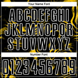 Custom Black Yellow-White Abstract Liquid Sublimation Soccer Uniform Jersey