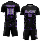 Custom Black Purple-White Abstract Liquid Sublimation Soccer Uniform Jersey